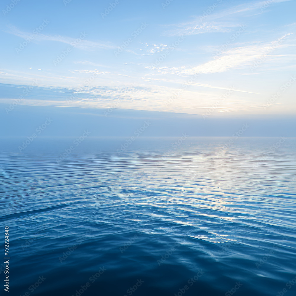 Blue sea and sky at sunset. Natural background. Toned.