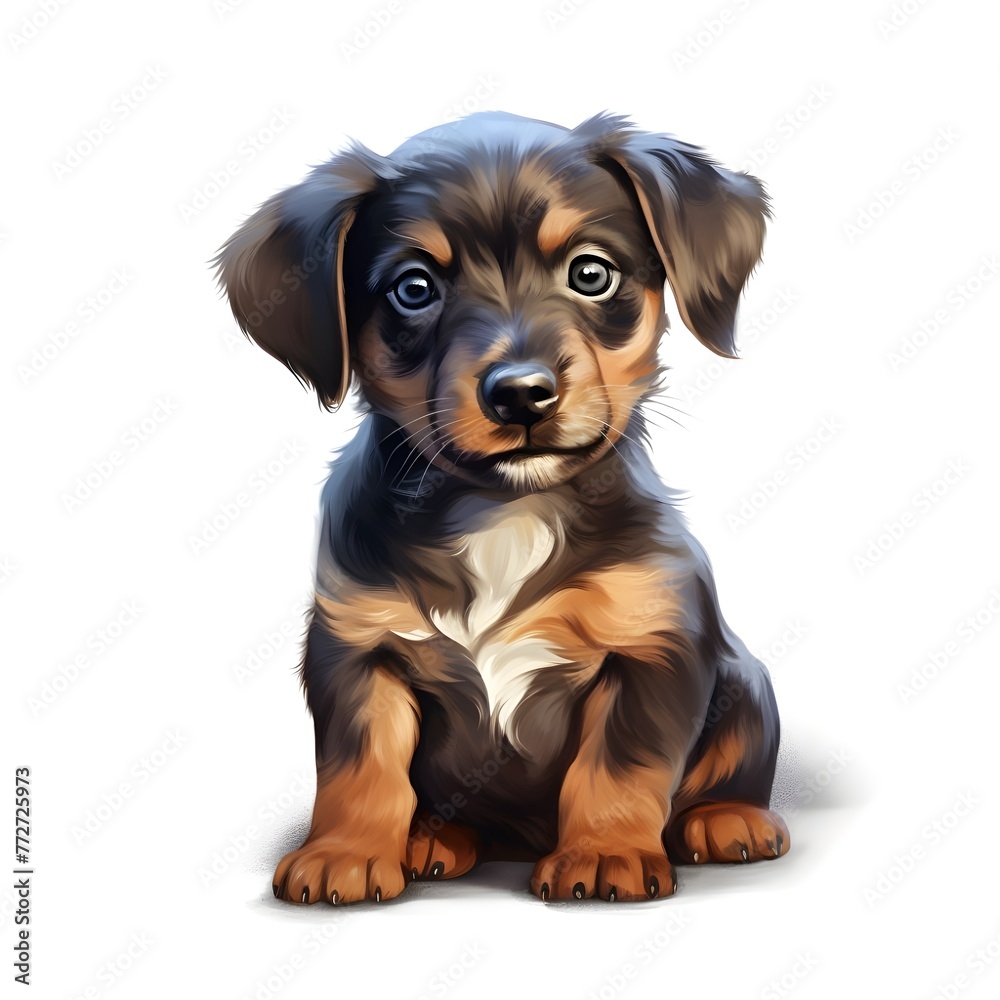 Cute watercolor Dachshund dog breed illustration
