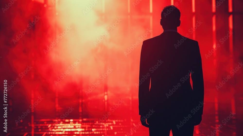 Against the backdrop of failure, the silhouette of a defeated businessman bears the scars of battles lost and dreams crushed. Against the backdrop of failure, the silhouette of a defeated businessman bears the scars of battles lost and dreams crushed.
