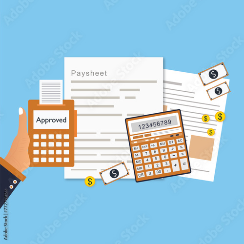 
Find Similar
File #:  496582926
Salary payroll system, online income calculate and automatic payment, office accounting administrative or calendar pay date, employee wages concept, businessman standi