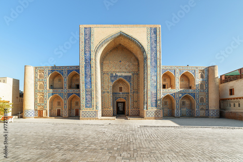 Facade of the Abdulaziz Khan Madrasah in Bukhara, Uzbekistan