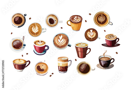 ホットコーヒーのイラストセット