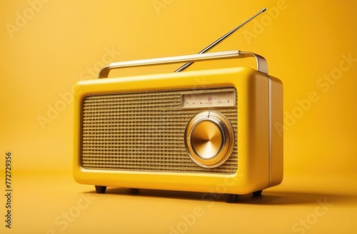 Wallpaper Mural Yellow vintage retro radio on yellow background. Torontodigital.ca