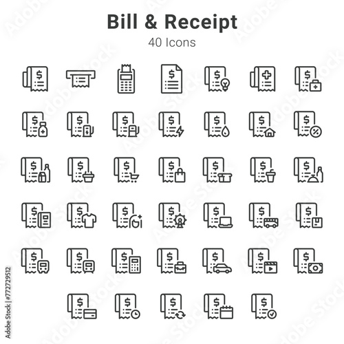 bill and receipt icons collection