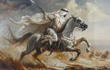 Arabian knight with horse in the battle.