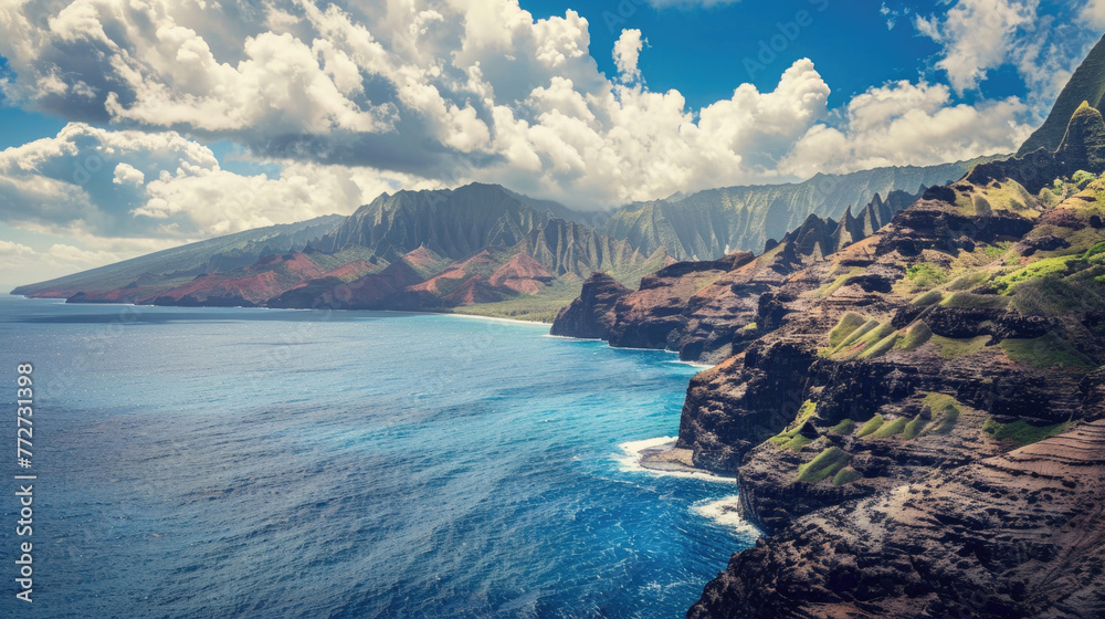 A stunning vista of mountains meeting the ocean