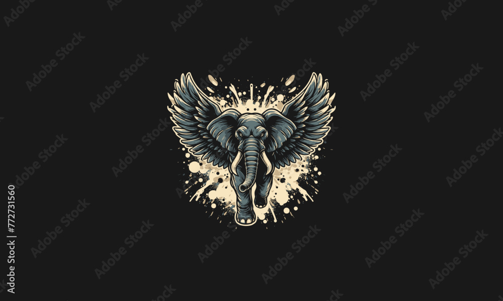 elephant angry with big wings vector artwork design elephant angry with big wings vector artwork design
