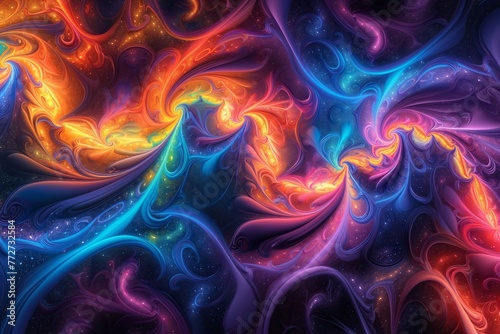 Abstract rainbow fractal art background