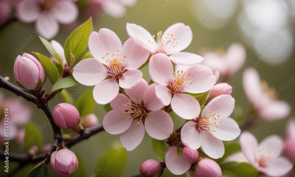 A close-up view capturing the delicate beauty of tender spring blossoms