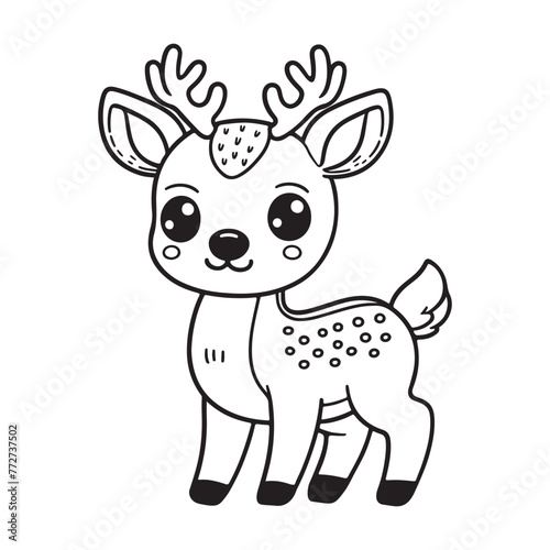 Line art of deer cartoon vector