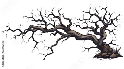 Dead tree for Halloween decoration on transparent or white background
