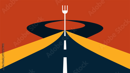 A road with a fork in the middle symbolizing the need to make choices and take different paths in order to navigate through the challenges of