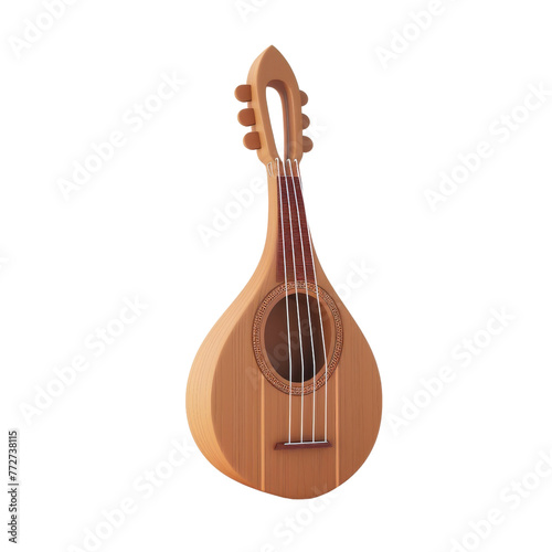 Realistic 3D representation of a Pipa, classical Asian string instrument, on a transparent background photo