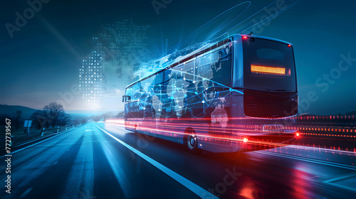Global business internet network connection iot internet of things business intelligence concept bus. generative ai.