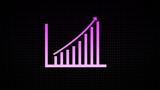 Neon pink bar graph on a dark grid background.