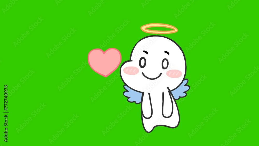 Love animation, Little Angel on green screen Love animation, Little Angel on green screen