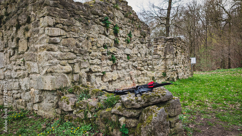 Taking a break from archery at a ruin