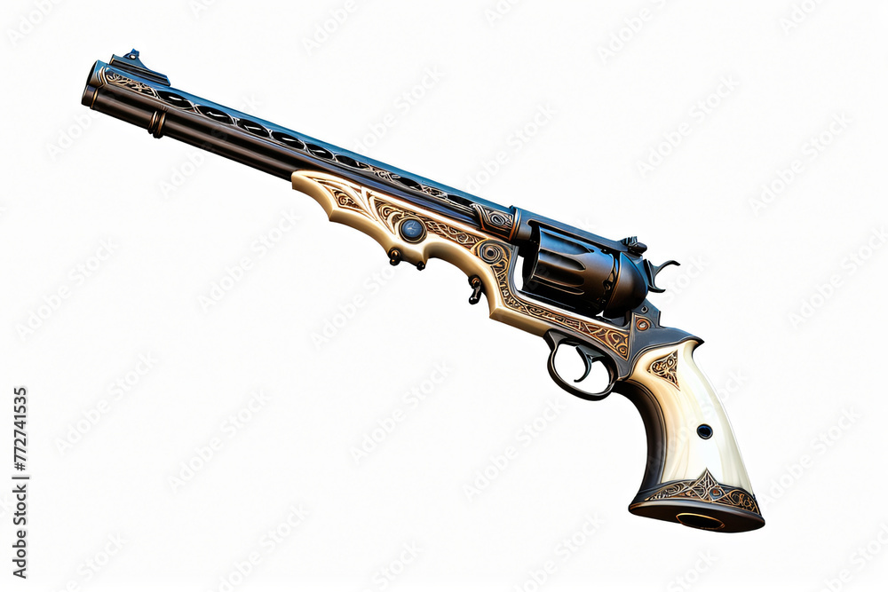 Old gun isolated on a white background. 3d render illustration.