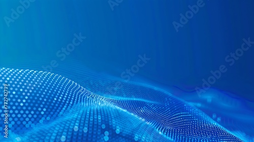 Abstract Blue Technology Background with Digital Waves. Futuristic Tech Essence, Ideal for Concepts and Designs. Digital Landscape with Smooth Curves. AI