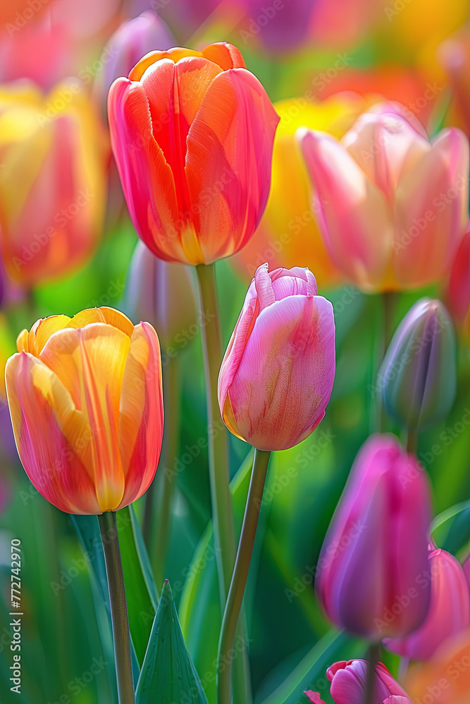 Obraz premium A closeup of a beautiful tulip flower