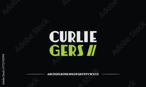 Curlie Gers is Modern abstract digital alphabet font. Minimal technology typography, Creative urban sport fashion futuristic font and with numbers. vector illustration