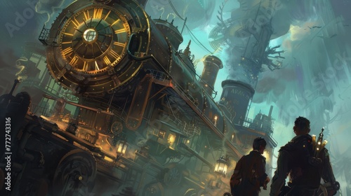 Invent a game set in a steampunk universe where players control mechanical contraptions in a race against time  photo