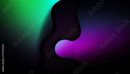 Emerald Twilight: Grainy Purple Green Gradient Patterns on Black Backdrop for Header