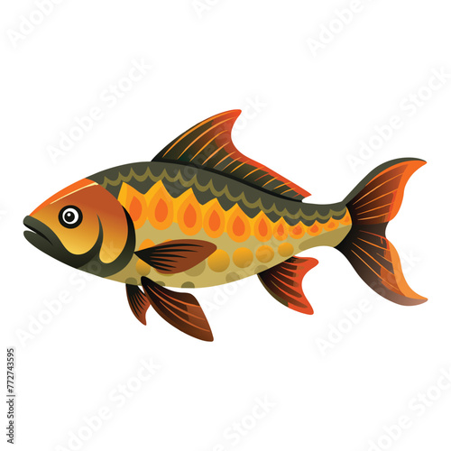 Carp fish isolated flat vector illustration on white backgroun