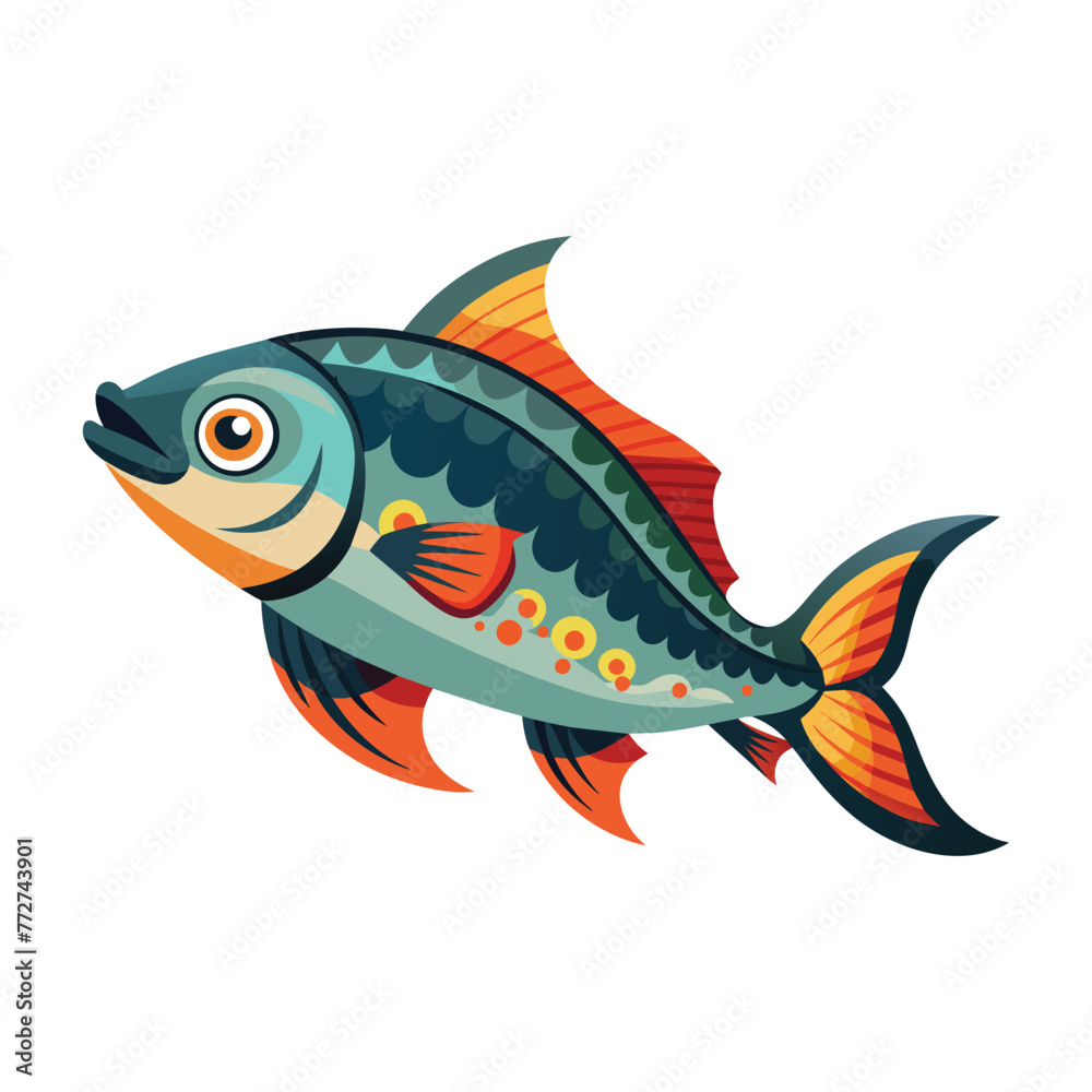 Climbing fish isolated flat vector illustration on white background