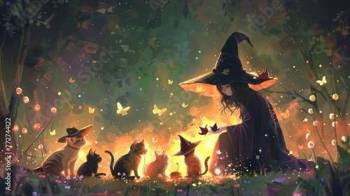 A little witch practices he...