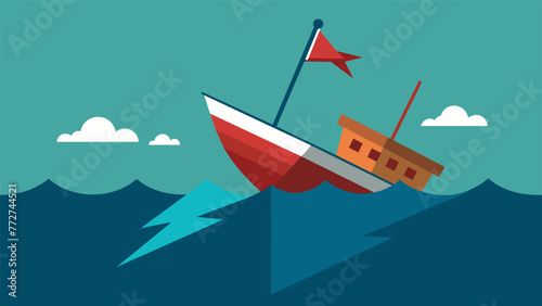 A picture of a boat with one half sinking and the other half staying afloat representing the detrimental effects of group polarization and the photo