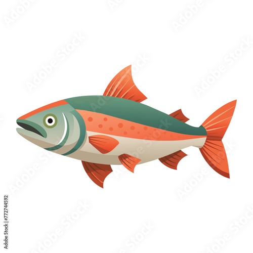 Salmon fish isolated flat vector illustration on white background