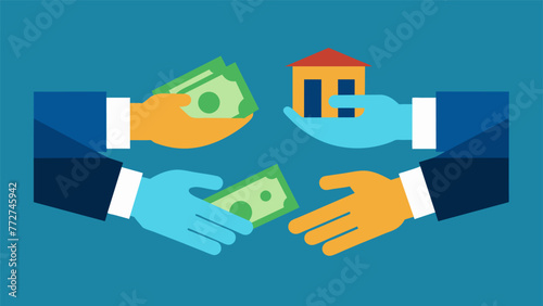 Closeup of hands exchanging money and goods representing the positive impact of job creation and economic growth on both businesses and local