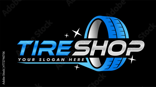 tire shop logo stamp emblem modern silhouette