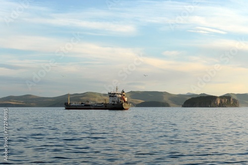 Tanker "Taurus" off the Bruce Peninsula in Peter the Great Bay. Primorsky Krai