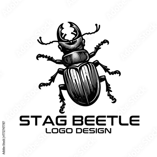 Stag Beetle Vector Logo Design