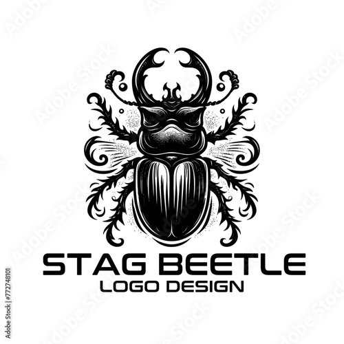 Stag Beetle Vector Logo Design