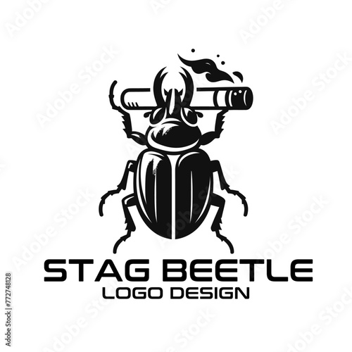 Stag Beetle Vector Logo Design