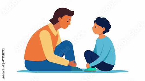 A parent and adult child sitting together having a deep conversation and sharing vulnerable emotions as they work through past traumas.