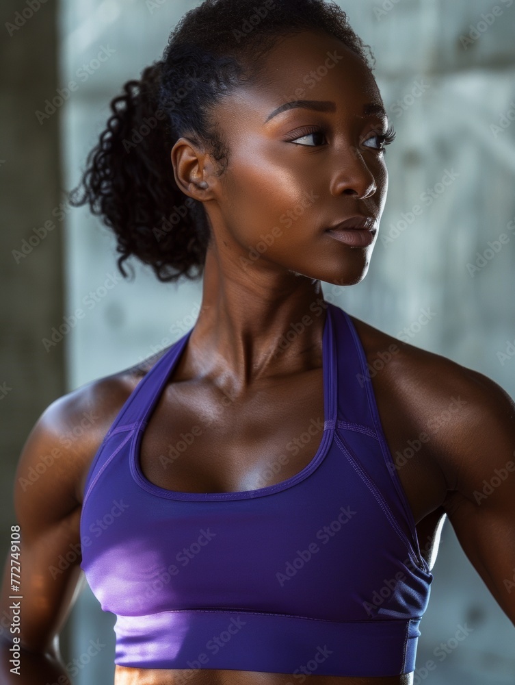 Athletic African American woman. Health and beauty, sports and active lifestyle.