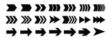 Set of arrow icons. Collection of different arrows sign. Black vector arrows icons. Vector illustration
