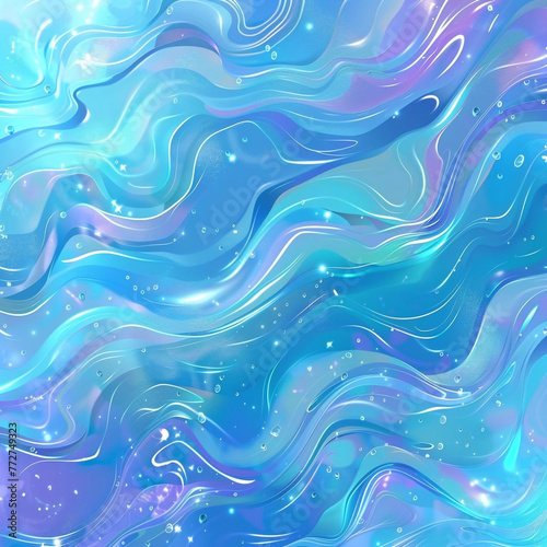 Holographic Blue Sea Wave Background