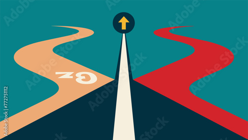 A split road with one path representing old beliefs and the other representing new beliefs showing the difficulty of making the choice to change