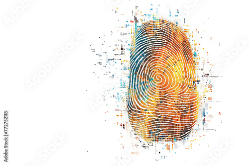 An illustration of a thumbprint for cybersecurity control on white background