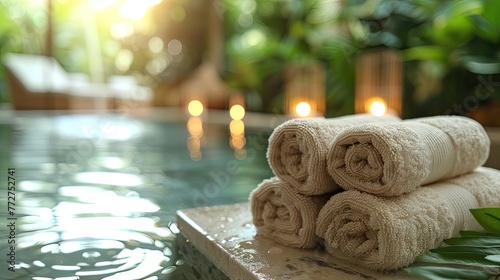 Luxurious day spa, serene treatments, relaxation and beauty business photo