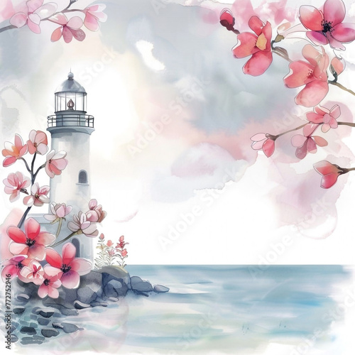 Holographic Spring Lighthouse Background