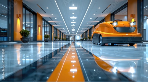 Professional cleaners maintaining cleanliness and hygiene in a large office building