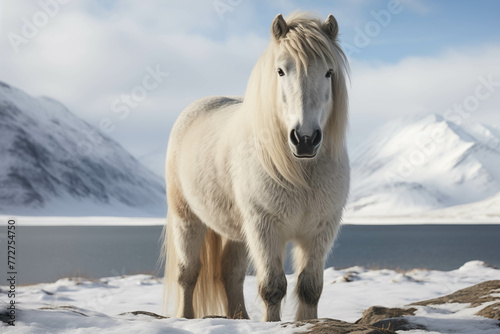 White horses  which are large and strong  are raised and live in cold regions.