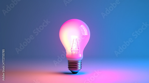 Minimalism concept, light bulb, neon gradient colors