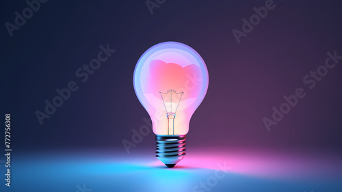 Minimalism concept, light bulb, neon gradient colors